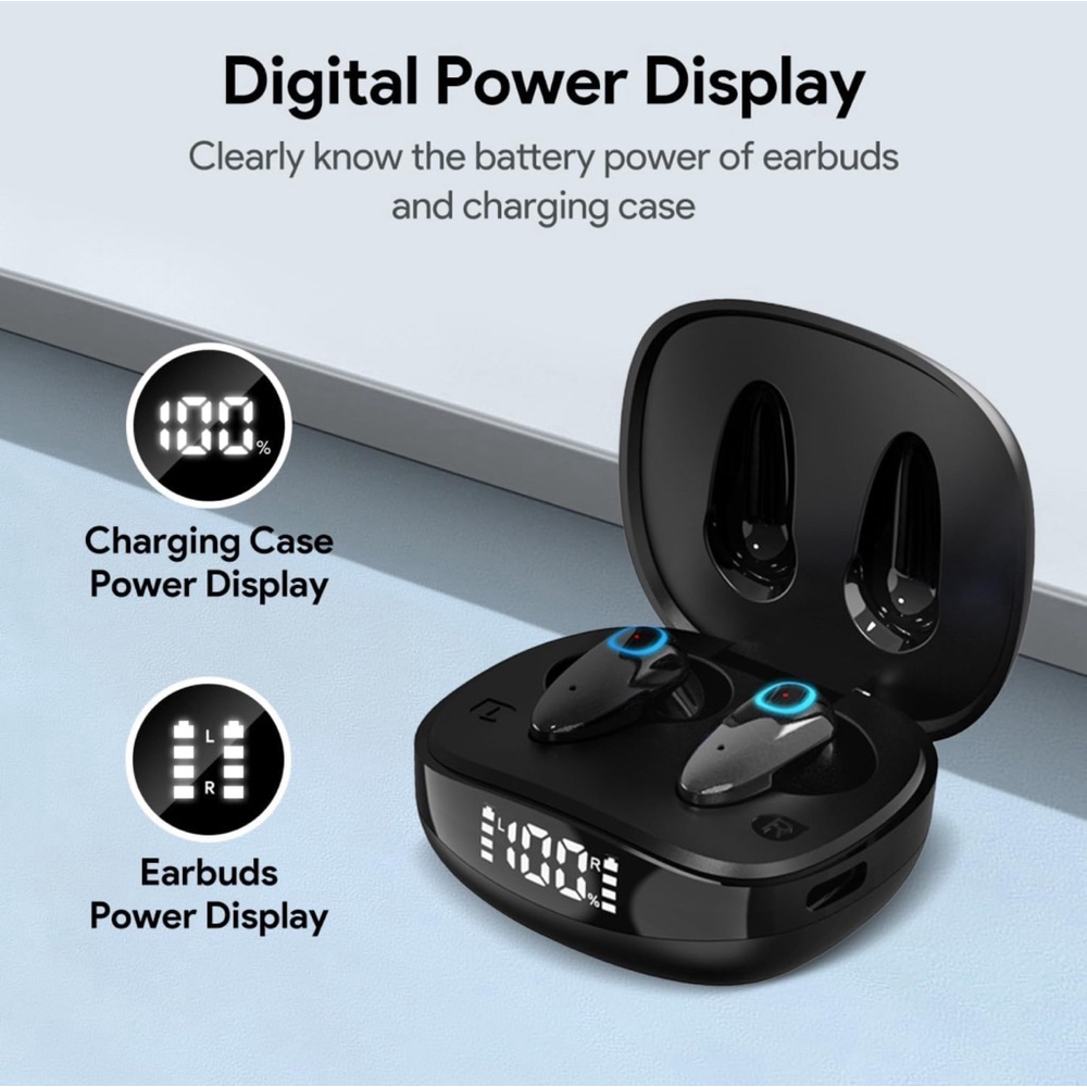 Wireless Earbuds w/Digital Display Charging Case • Compatible w/iPhone & Android - Picture 7 of 13